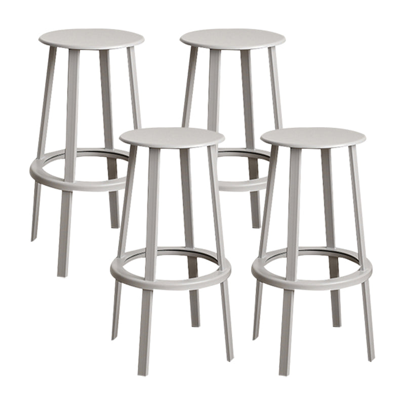 Modern Rotatable Backless Counter Stool Iron Cafe Bar Stool with Pedal Grey 4 Piece Set Bar Stool(30"H) Clearhalo 'Bar Furniture' 'Bar Stools' 'bar_stools' 'furn' 'furn_bar_stools' 'Furniture' 'Kitchen & Dining Furniture' 7347863