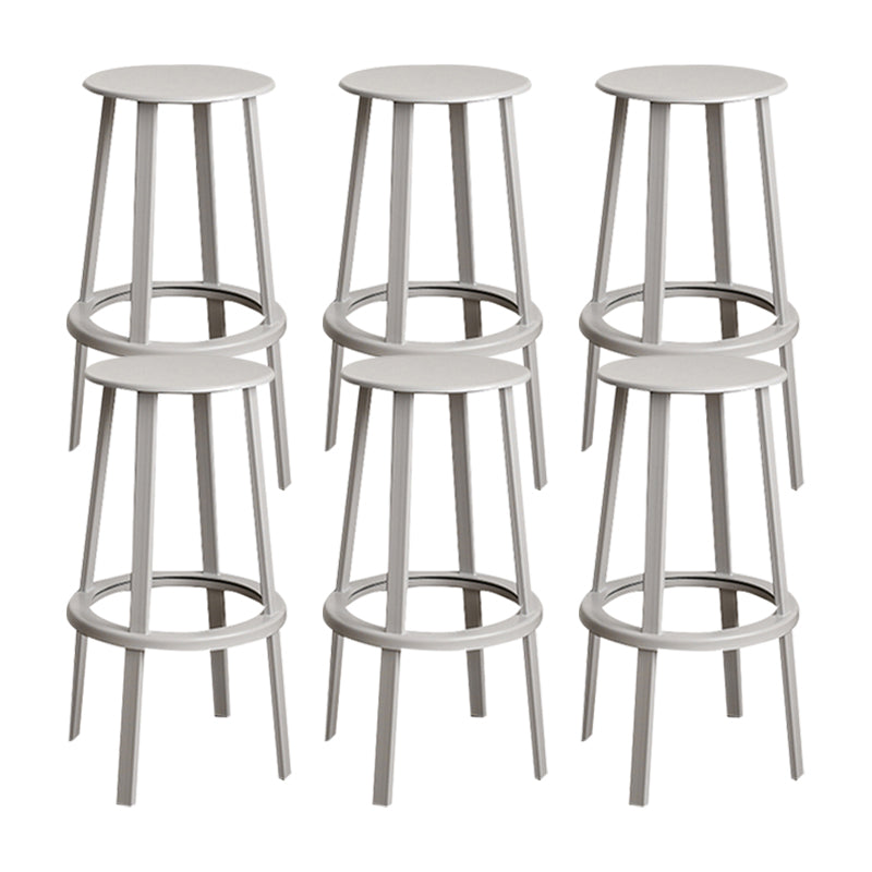 Modern Rotatable Backless Counter Stool Iron Cafe Bar Stool with Pedal Grey 6 Piece Set Bar Stool(30"H) Clearhalo 'Bar Furniture' 'Bar Stools' 'bar_stools' 'furn' 'furn_bar_stools' 'Furniture' 'Kitchen & Dining Furniture' 7347864