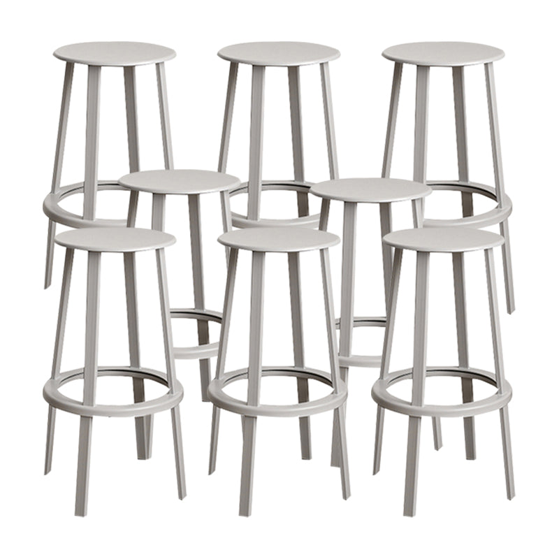 Modern Rotatable Backless Counter Stool Iron Cafe Bar Stool with Pedal Grey 8 Piece Set Bar Stool(30"H) Clearhalo 'Bar Furniture' 'Bar Stools' 'bar_stools' 'furn' 'furn_bar_stools' 'Furniture' 'Kitchen & Dining Furniture' 7347865
