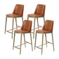 Glam Backrest Armless Counter Stool Iron Bar Stool with Cushion for Cafe Brown 4 Piece Set Short Stool(22"H) Clearhalo 'Bar Furniture' 'Bar Stools' 'bar_stools' 'furn' 'furn_bar_stools' 'Furniture' 'Kitchen & Dining Furniture' 7347870