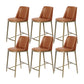Glam Backrest Armless Counter Stool Iron Bar Stool with Cushion for Cafe Brown 6 Piece Set Short Stool(22"H) Clearhalo 'Bar Furniture' 'Bar Stools' 'bar_stools' 'furn' 'furn_bar_stools' 'Furniture' 'Kitchen & Dining Furniture' 7347872