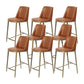 Glam Backrest Armless Counter Stool Iron Bar Stool with Cushion for Cafe Brown 8 Piece Set Short Stool(22"H) Clearhalo 'Bar Furniture' 'Bar Stools' 'bar_stools' 'furn' 'furn_bar_stools' 'Furniture' 'Kitchen & Dining Furniture' 7347874