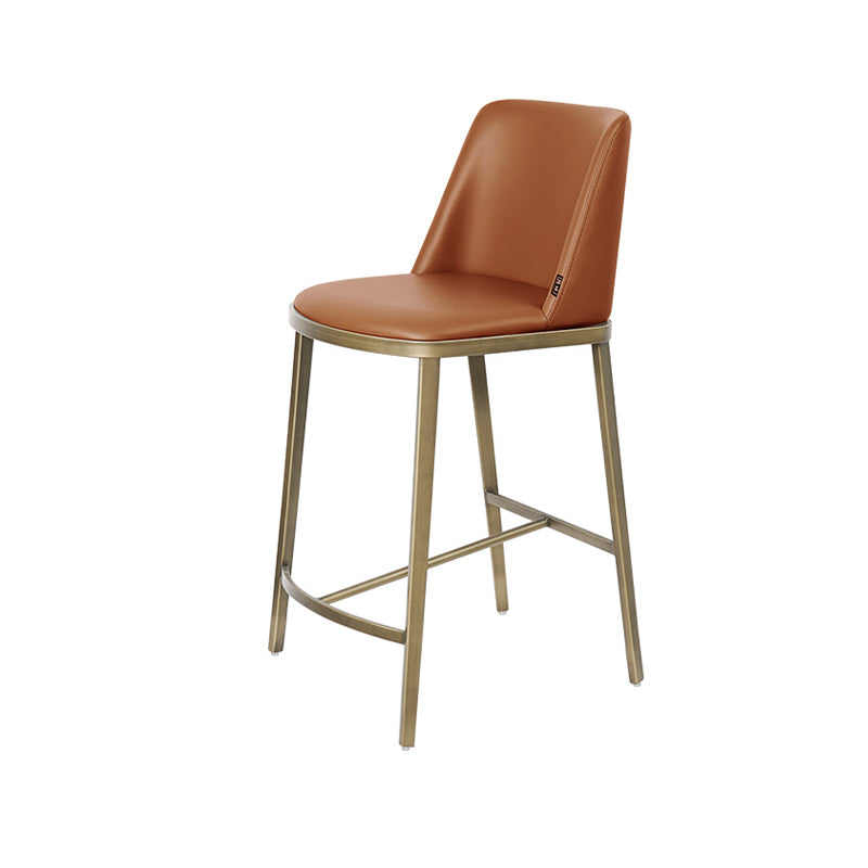 Glam Backrest Armless Counter Stool Iron Bar Stool with Cushion for Cafe Brown 1 Piece Short Stool(22"H) Clearhalo 'Bar Furniture' 'Bar Stools' 'bar_stools' 'furn' 'furn_bar_stools' 'Furniture' 'Kitchen & Dining Furniture' 7347876