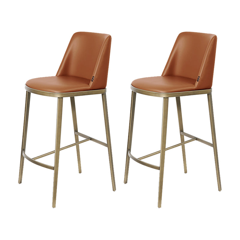 Glam Backrest Armless Counter Stool Iron Bar Stool with Cushion for Cafe Brown 2 Piece Set Counter Stool(26"H) Clearhalo 'Bar Furniture' 'Bar Stools' 'bar_stools' 'furn' 'furn_bar_stools' 'Furniture' 'Kitchen & Dining Furniture' 7347879