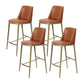 Glam Backrest Armless Counter Stool Iron Bar Stool with Cushion for Cafe Brown 4 Piece Set Counter Stool(26"H) Clearhalo 'Bar Furniture' 'Bar Stools' 'bar_stools' 'furn' 'furn_bar_stools' 'Furniture' 'Kitchen & Dining Furniture' 7347881