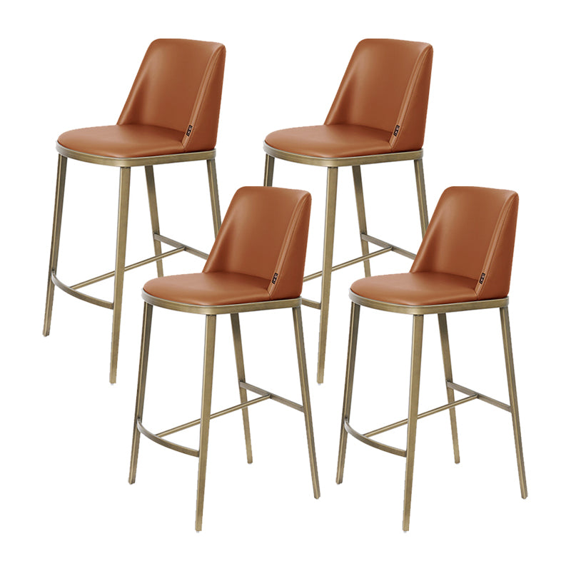 Glam Backrest Armless Counter Stool Iron Bar Stool with Cushion for Cafe Brown 4 Piece Set Counter Stool(26"H) Clearhalo 'Bar Furniture' 'Bar Stools' 'bar_stools' 'furn' 'furn_bar_stools' 'Furniture' 'Kitchen & Dining Furniture' 7347881