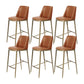 Glam Backrest Armless Counter Stool Iron Bar Stool with Cushion for Cafe Brown 6 Piece Set Counter Stool(26"H) Clearhalo 'Bar Furniture' 'Bar Stools' 'bar_stools' 'furn' 'furn_bar_stools' 'Furniture' 'Kitchen & Dining Furniture' 7347882