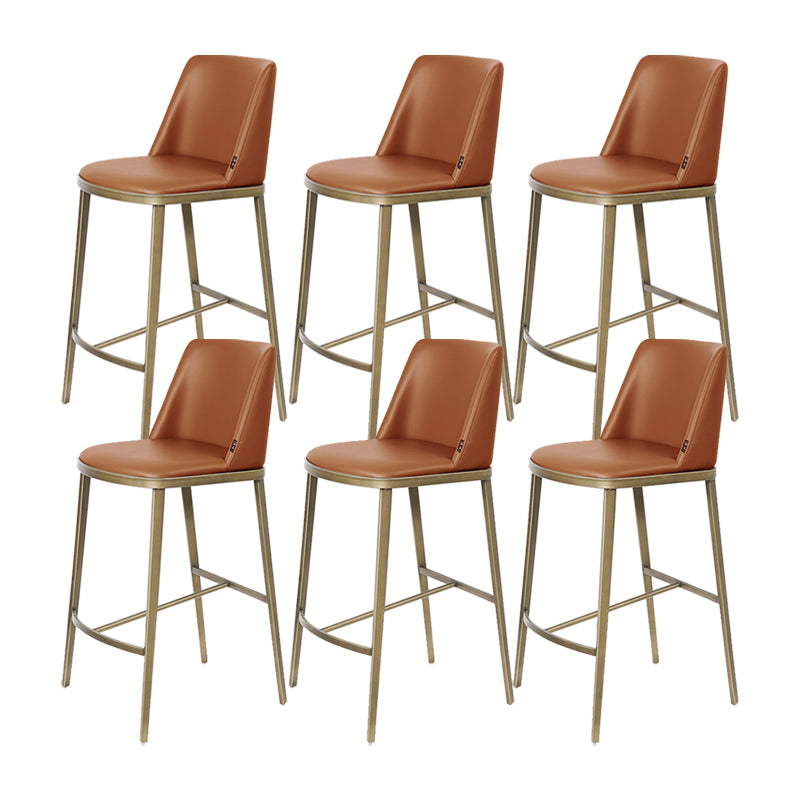 Glam Backrest Armless Counter Stool Iron Bar Stool with Cushion for Cafe Brown 6 Piece Set Counter Stool(26"H) Clearhalo 'Bar Furniture' 'Bar Stools' 'bar_stools' 'furn' 'furn_bar_stools' 'Furniture' 'Kitchen & Dining Furniture' 7347882