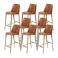 Glam Backrest Armless Counter Stool Iron Bar Stool with Cushion for Cafe Brown 8 Piece Set Counter Stool(26"H) Clearhalo 'Bar Furniture' 'Bar Stools' 'bar_stools' 'furn' 'furn_bar_stools' 'Furniture' 'Kitchen & Dining Furniture' 7347884