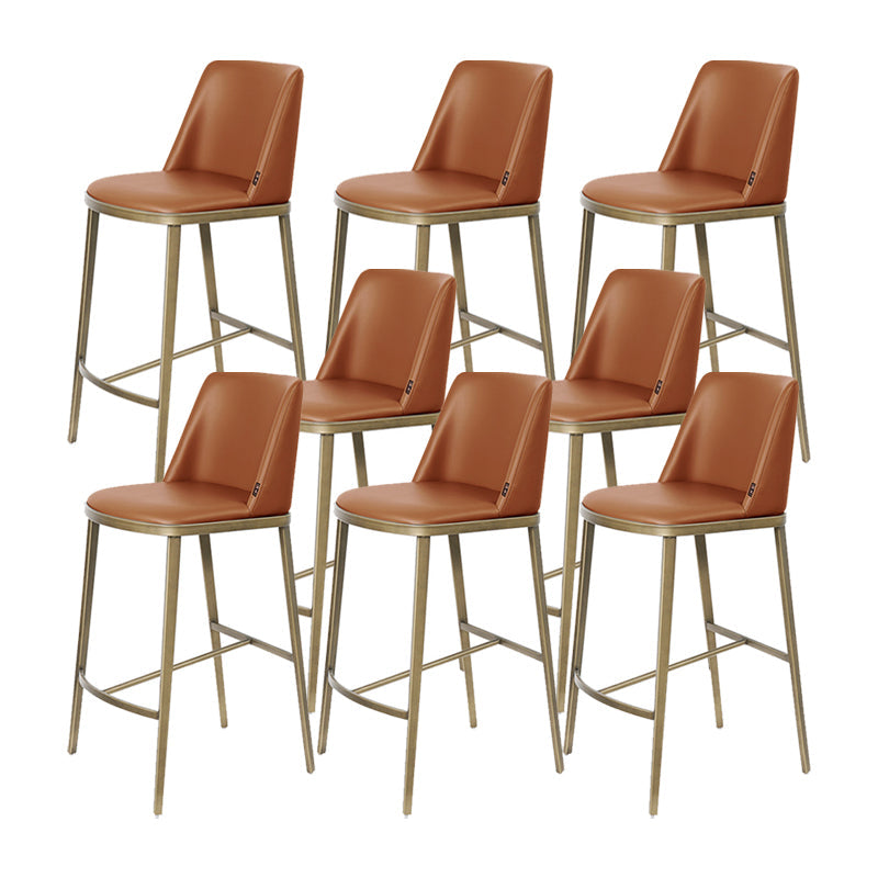 Glam Backrest Armless Counter Stool Iron Bar Stool with Cushion for Cafe Brown 8 Piece Set Counter Stool(26"H) Clearhalo 'Bar Furniture' 'Bar Stools' 'bar_stools' 'furn' 'furn_bar_stools' 'Furniture' 'Kitchen & Dining Furniture' 7347884