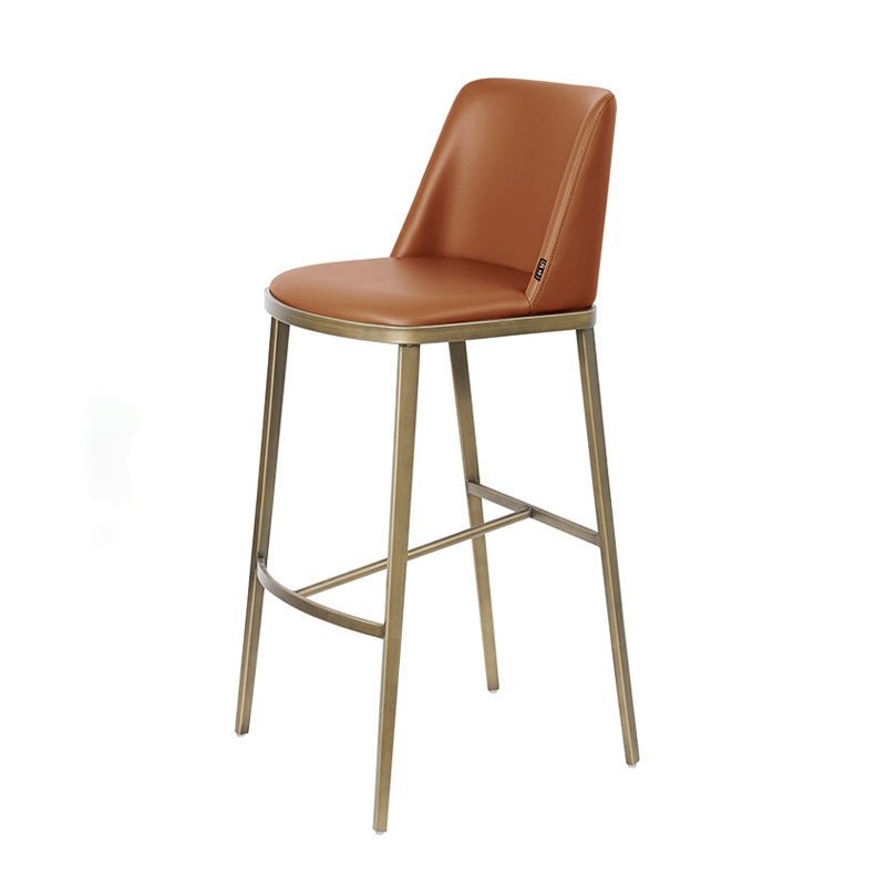 Glam Backrest Armless Counter Stool Iron Bar Stool with Cushion for Cafe Brown 1 Piece Bar Stool(30"H) Clearhalo 'Bar Furniture' 'Bar Stools' 'bar_stools' 'furn' 'furn_bar_stools' 'Furniture' 'Kitchen & Dining Furniture' 7347887