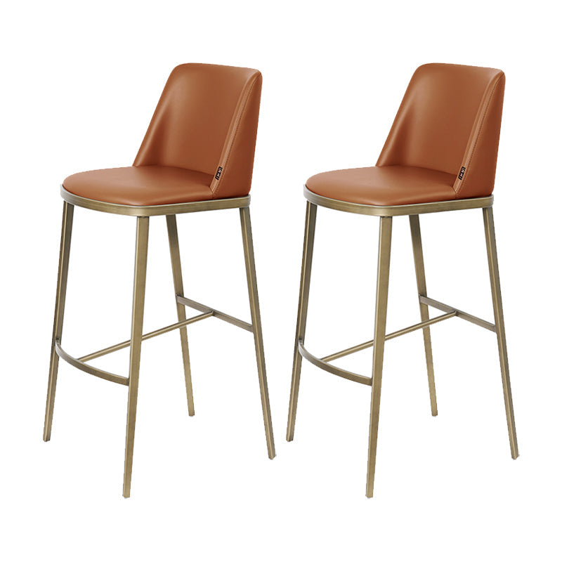 Glam Backrest Armless Counter Stool Iron Bar Stool with Cushion for Cafe Brown 2 Piece Set Bar Stool(30"H) Clearhalo 'Bar Furniture' 'Bar Stools' 'bar_stools' 'furn' 'furn_bar_stools' 'Furniture' 'Kitchen & Dining Furniture' 7347888