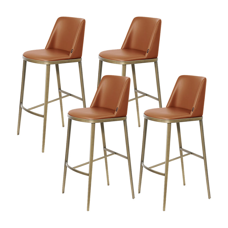 Glam Backrest Armless Counter Stool Iron Bar Stool with Cushion for Cafe Brown 4 Piece Set Bar Stool(30"H) Clearhalo 'Bar Furniture' 'Bar Stools' 'bar_stools' 'furn' 'furn_bar_stools' 'Furniture' 'Kitchen & Dining Furniture' 7347889