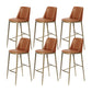 Glam Backrest Armless Counter Stool Iron Bar Stool with Cushion for Cafe Brown 6 Piece Set Bar Stool(30"H) Clearhalo 'Bar Furniture' 'Bar Stools' 'bar_stools' 'furn' 'furn_bar_stools' 'Furniture' 'Kitchen & Dining Furniture' 7347890
