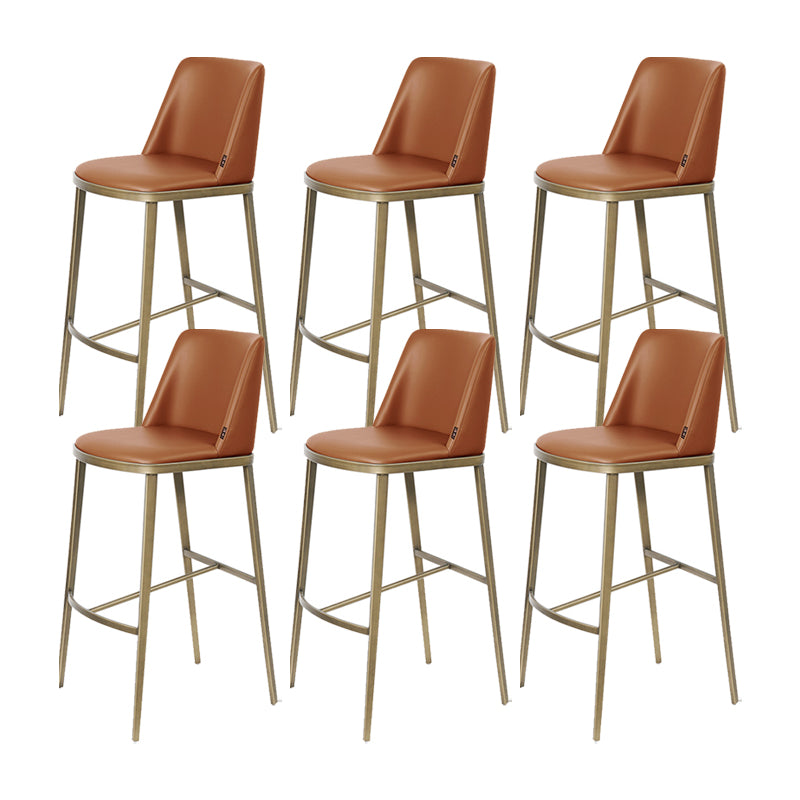 Glam Backrest Armless Counter Stool Iron Bar Stool with Cushion for Cafe Brown 6 Piece Set Bar Stool(30"H) Clearhalo 'Bar Furniture' 'Bar Stools' 'bar_stools' 'furn' 'furn_bar_stools' 'Furniture' 'Kitchen & Dining Furniture' 7347890