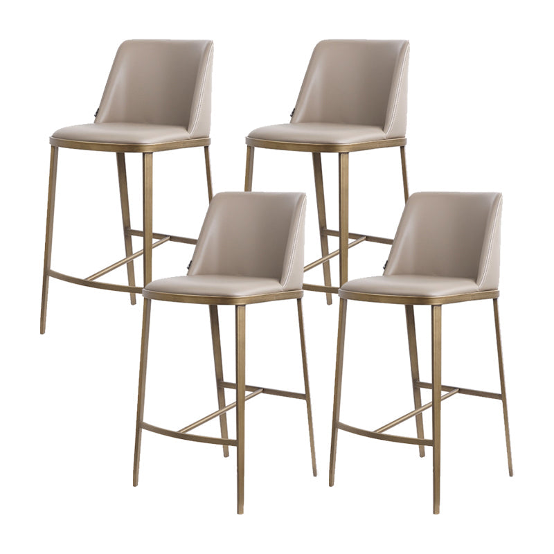 Glam Backrest Armless Counter Stool Iron Bar Stool with Cushion for Cafe Light Gray 4 Piece Set Short Stool(22"H) Clearhalo 'Bar Furniture' 'Bar Stools' 'bar_stools' 'furn' 'furn_bar_stools' 'Furniture' 'Kitchen & Dining Furniture' 7347894