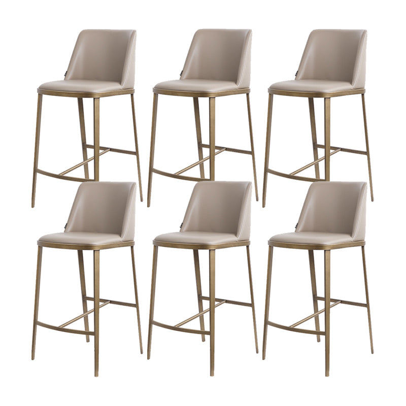 Glam Backrest Armless Counter Stool Iron Bar Stool with Cushion for Cafe Light Gray 6 Piece Set Short Stool(22"H) Clearhalo 'Bar Furniture' 'Bar Stools' 'bar_stools' 'furn' 'furn_bar_stools' 'Furniture' 'Kitchen & Dining Furniture' 7347895