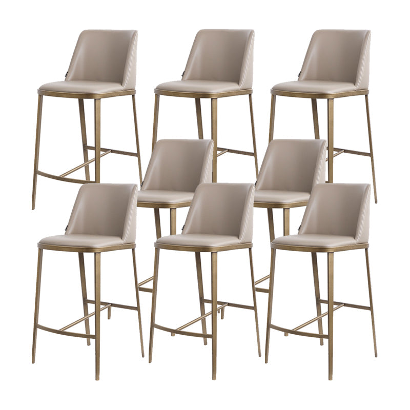 Glam Backrest Armless Counter Stool Iron Bar Stool with Cushion for Cafe Light Gray 8 Piece Set Short Stool(22"H) Clearhalo 'Bar Furniture' 'Bar Stools' 'bar_stools' 'furn' 'furn_bar_stools' 'Furniture' 'Kitchen & Dining Furniture' 7347896