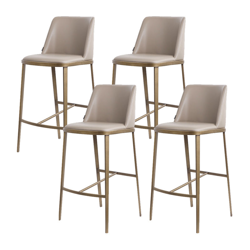 Glam Backrest Armless Counter Stool Iron Bar Stool with Cushion for Cafe Light Gray 4 Piece Set Counter Stool(26"H) Clearhalo 'Bar Furniture' 'Bar Stools' 'bar_stools' 'furn' 'furn_bar_stools' 'Furniture' 'Kitchen & Dining Furniture' 7347899