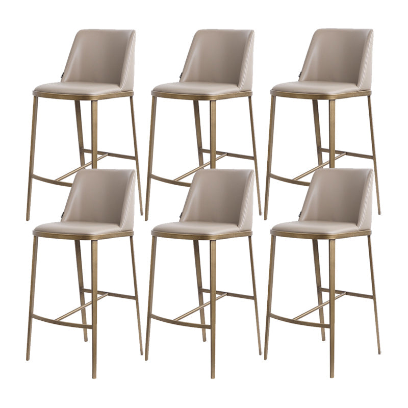Glam Backrest Armless Counter Stool Iron Bar Stool with Cushion for Cafe Light Gray 6 Piece Set Counter Stool(26"H) Clearhalo 'Bar Furniture' 'Bar Stools' 'bar_stools' 'furn' 'furn_bar_stools' 'Furniture' 'Kitchen & Dining Furniture' 7347900