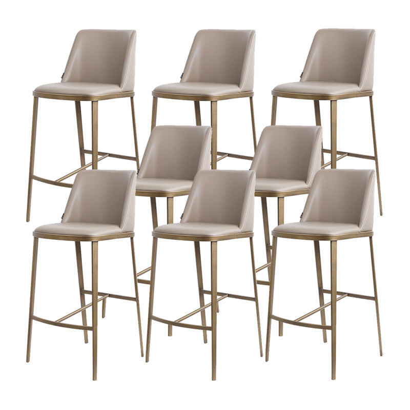 Glam Backrest Armless Counter Stool Iron Bar Stool with Cushion for Cafe Light Gray 8 Piece Set Counter Stool(26"H) Clearhalo 'Bar Furniture' 'Bar Stools' 'bar_stools' 'furn' 'furn_bar_stools' 'Furniture' 'Kitchen & Dining Furniture' 7347901