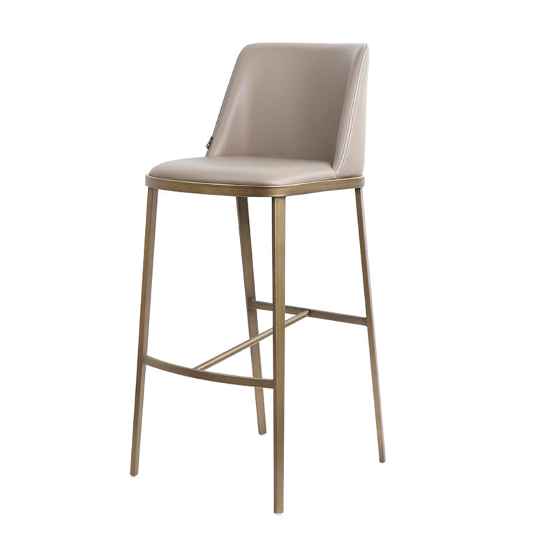 Glam Backrest Armless Counter Stool Iron Bar Stool with Cushion for Cafe Light Gray 1 Piece Bar Stool(30"H) Clearhalo 'Bar Furniture' 'Bar Stools' 'bar_stools' 'furn' 'furn_bar_stools' 'Furniture' 'Kitchen & Dining Furniture' 7347902
