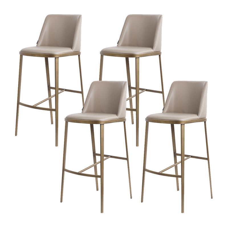 Glam Backrest Armless Counter Stool Iron Bar Stool with Cushion for Cafe Light Gray 4 Piece Set Bar Stool(30"H) Clearhalo 'Bar Furniture' 'Bar Stools' 'bar_stools' 'furn' 'furn_bar_stools' 'Furniture' 'Kitchen & Dining Furniture' 7347904