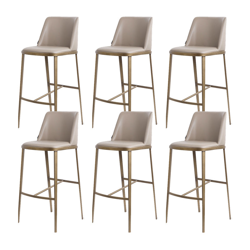 Glam Backrest Armless Counter Stool Iron Bar Stool with Cushion for Cafe Light Gray 6 Piece Set Bar Stool(30"H) Clearhalo 'Bar Furniture' 'Bar Stools' 'bar_stools' 'furn' 'furn_bar_stools' 'Furniture' 'Kitchen & Dining Furniture' 7347905