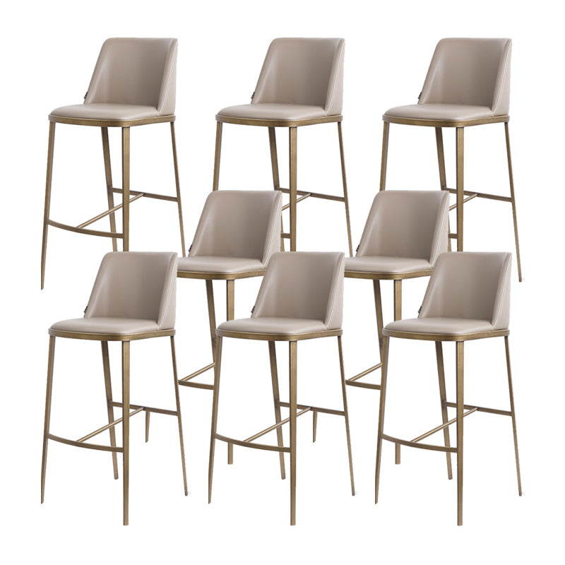 Glam Backrest Armless Counter Stool Iron Bar Stool with Cushion for Cafe Light Gray 8 Piece Set Bar Stool(30"H) Clearhalo 'Bar Furniture' 'Bar Stools' 'bar_stools' 'furn' 'furn_bar_stools' 'Furniture' 'Kitchen & Dining Furniture' 7347906