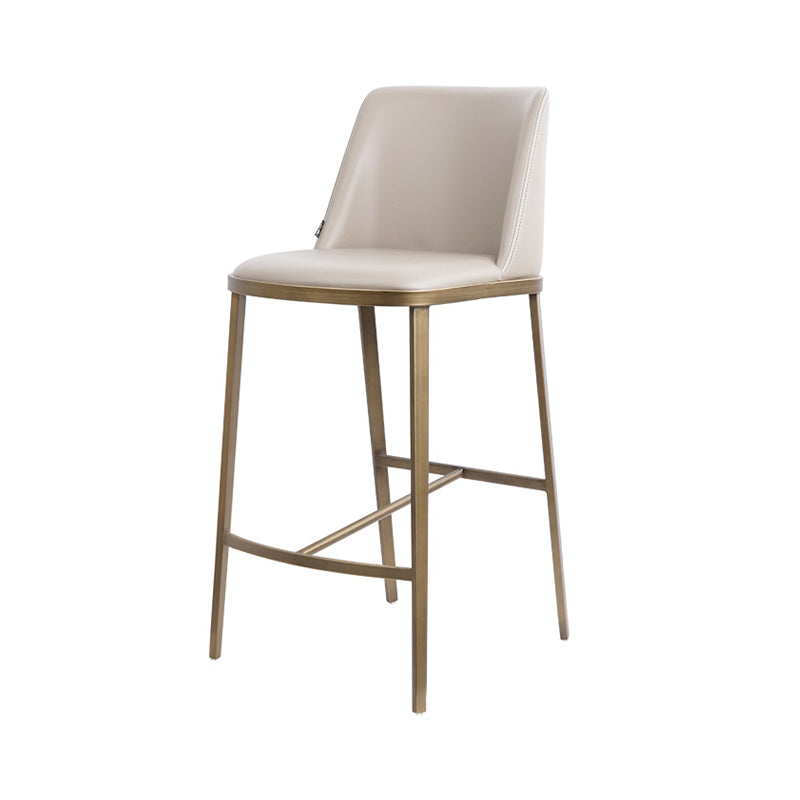 Glam Backrest Armless Counter Stool Iron Bar Stool with Cushion for Cafe Gray-White 1 Piece Short Stool(22"H) Clearhalo 'Bar Furniture' 'Bar Stools' 'bar_stools' 'furn' 'furn_bar_stools' 'Furniture' 'Kitchen & Dining Furniture' 7347907