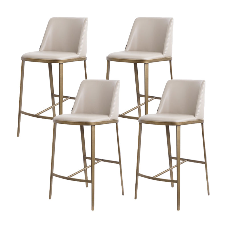 Glam Backrest Armless Counter Stool Iron Bar Stool with Cushion for Cafe Gray-White 4 Piece Set Short Stool(22"H) Clearhalo 'Bar Furniture' 'Bar Stools' 'bar_stools' 'furn' 'furn_bar_stools' 'Furniture' 'Kitchen & Dining Furniture' 7347909