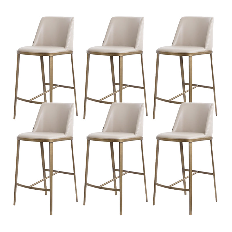 Glam Backrest Armless Counter Stool Iron Bar Stool with Cushion for Cafe Gray-White 6 Piece Set Short Stool(22"H) Clearhalo 'Bar Furniture' 'Bar Stools' 'bar_stools' 'furn' 'furn_bar_stools' 'Furniture' 'Kitchen & Dining Furniture' 7347910