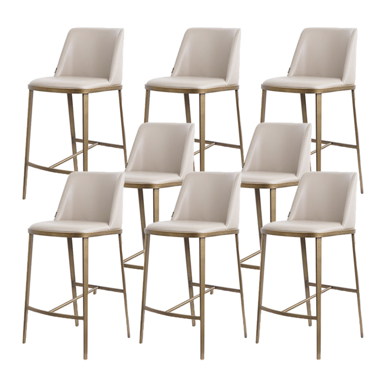 Glam Backrest Armless Counter Stool Iron Bar Stool with Cushion for Cafe Gray-White 8 Piece Set Short Stool(22"H) Clearhalo 'Bar Furniture' 'Bar Stools' 'bar_stools' 'furn' 'furn_bar_stools' 'Furniture' 'Kitchen & Dining Furniture' 7347911