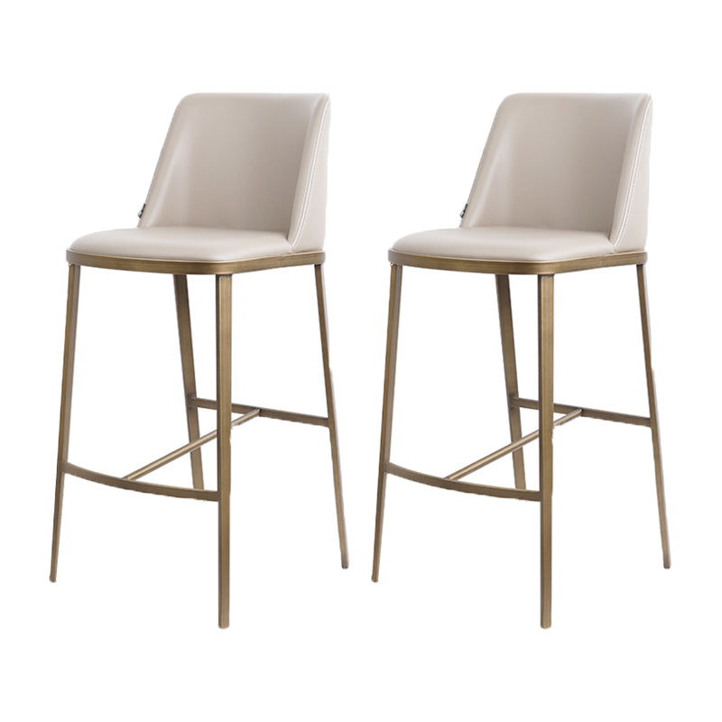 Glam Backrest Armless Counter Stool Iron Bar Stool with Cushion for Cafe Gray-White 2 Piece Set Counter Stool(26"H) Clearhalo 'Bar Furniture' 'Bar Stools' 'bar_stools' 'furn' 'furn_bar_stools' 'Furniture' 'Kitchen & Dining Furniture' 7347913