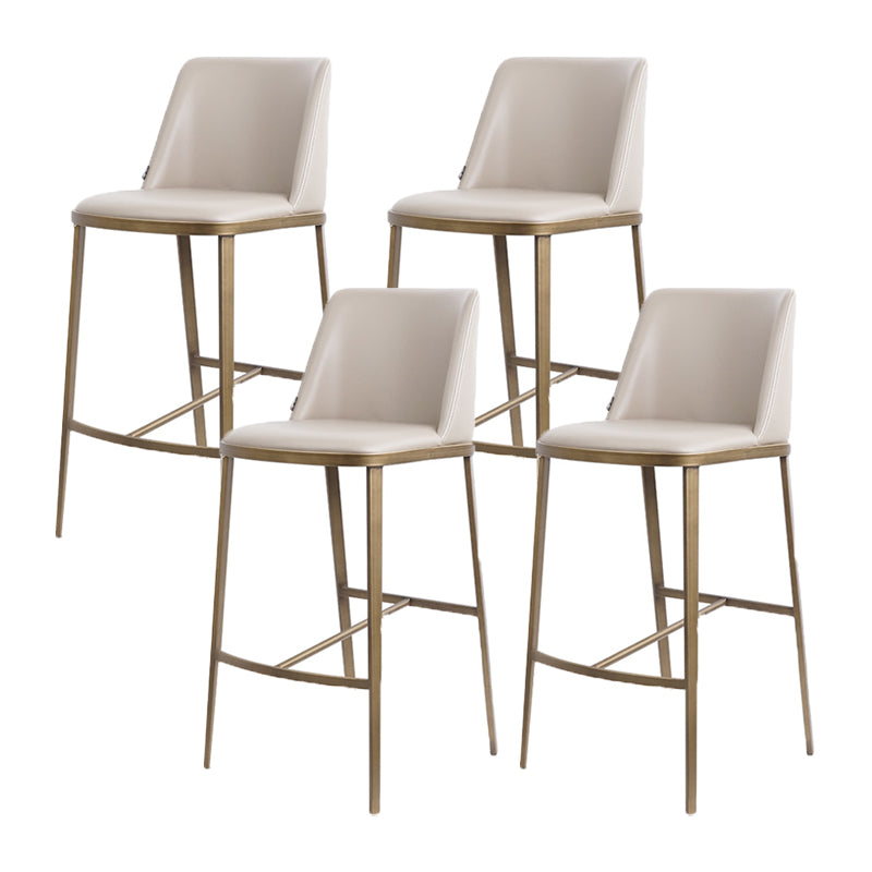 Glam Backrest Armless Counter Stool Iron Bar Stool with Cushion for Cafe Gray-White 4 Piece Set Counter Stool(26"H) Clearhalo 'Bar Furniture' 'Bar Stools' 'bar_stools' 'furn' 'furn_bar_stools' 'Furniture' 'Kitchen & Dining Furniture' 7347914