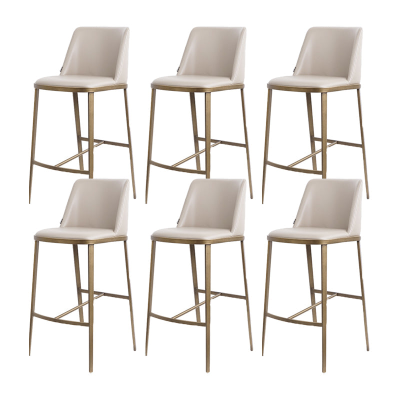 Glam Backrest Armless Counter Stool Iron Bar Stool with Cushion for Cafe Gray-White 6 Piece Set Counter Stool(26"H) Clearhalo 'Bar Furniture' 'Bar Stools' 'bar_stools' 'furn' 'furn_bar_stools' 'Furniture' 'Kitchen & Dining Furniture' 7347915