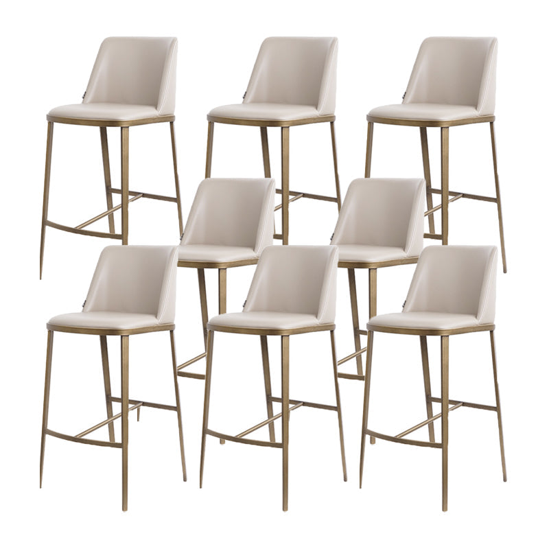 Glam Backrest Armless Counter Stool Iron Bar Stool with Cushion for Cafe Gray-White 8 Piece Set Counter Stool(26"H) Clearhalo 'Bar Furniture' 'Bar Stools' 'bar_stools' 'furn' 'furn_bar_stools' 'Furniture' 'Kitchen & Dining Furniture' 7347916