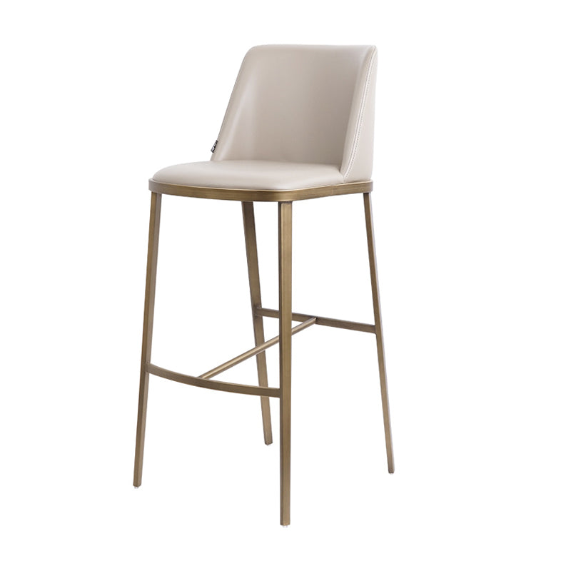 Glam Backrest Armless Counter Stool Iron Bar Stool with Cushion for Cafe Gray-White 1 Piece Bar Stool(30"H) Clearhalo 'Bar Furniture' 'Bar Stools' 'bar_stools' 'furn' 'furn_bar_stools' 'Furniture' 'Kitchen & Dining Furniture' 7347917