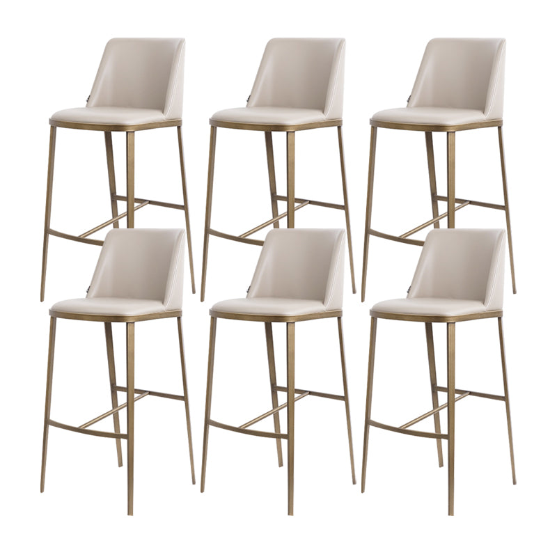 Glam Backrest Armless Counter Stool Iron Bar Stool with Cushion for Cafe Gray-White 6 Piece Set Bar Stool(30"H) Clearhalo 'Bar Furniture' 'Bar Stools' 'bar_stools' 'furn' 'furn_bar_stools' 'Furniture' 'Kitchen & Dining Furniture' 7347920