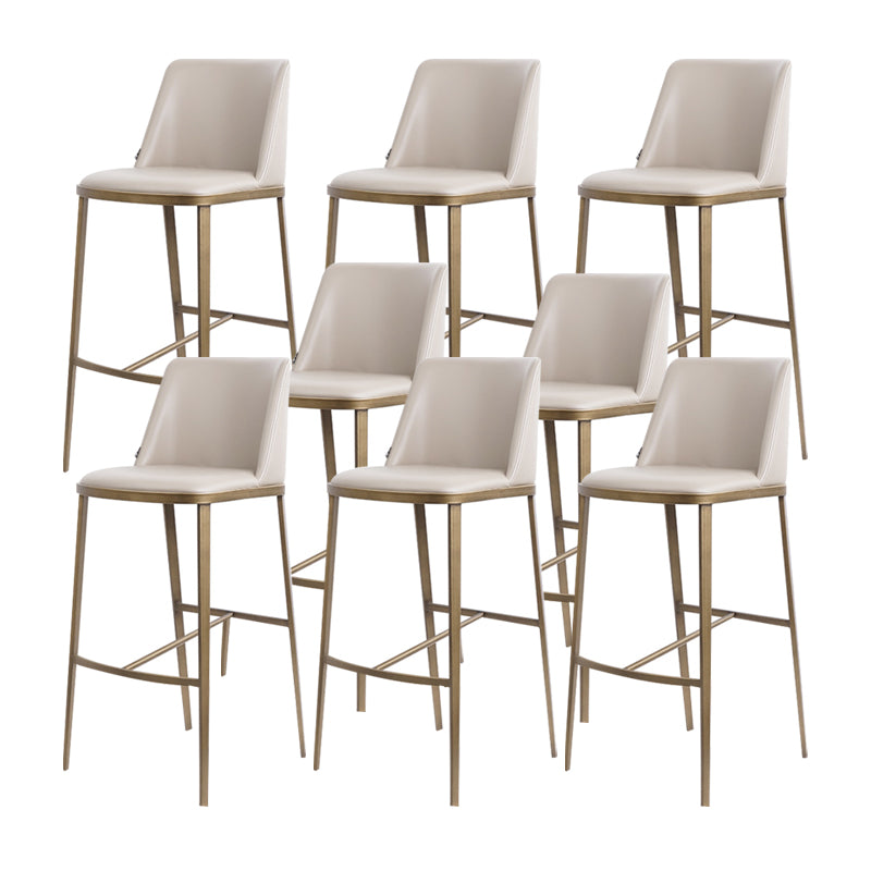 Glam Backrest Armless Counter Stool Iron Bar Stool with Cushion for Cafe Gray-White 8 Piece Set Bar Stool(30"H) Clearhalo 'Bar Furniture' 'Bar Stools' 'bar_stools' 'furn' 'furn_bar_stools' 'Furniture' 'Kitchen & Dining Furniture' 7347921