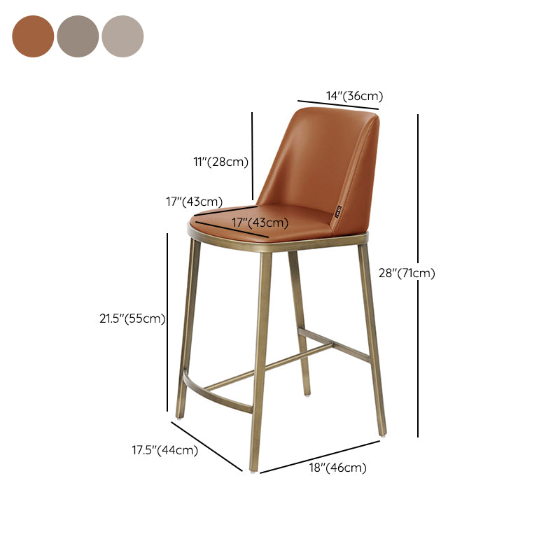 Glam Backrest Armless Counter Stool Iron Bar Stool with Cushion for Cafe Clearhalo 'Bar Furniture' 'Bar Stools' 'bar_stools' 'furn' 'furn_bar_stools' 'Furniture' 'Kitchen & Dining Furniture' 7347922