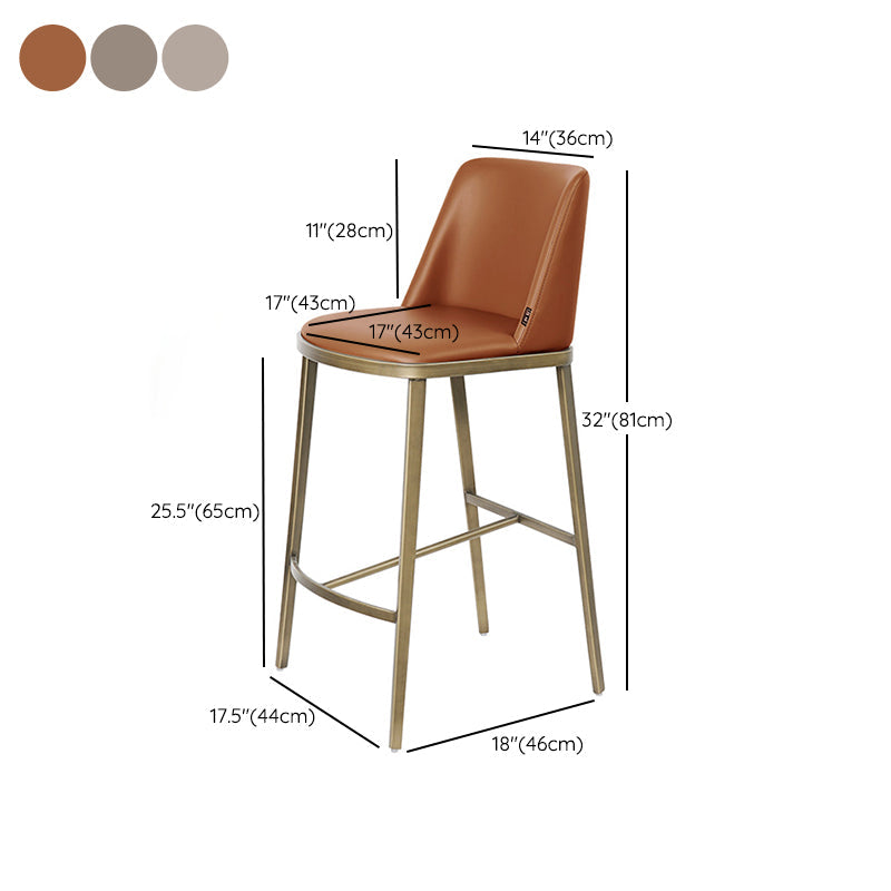 Glam Backrest Armless Counter Stool Iron Bar Stool with Cushion for Cafe Clearhalo 'Bar Furniture' 'Bar Stools' 'bar_stools' 'furn' 'furn_bar_stools' 'Furniture' 'Kitchen & Dining Furniture' 7347923