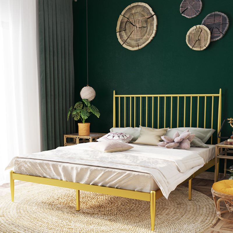 Glam Solid Color Open-Frame Bed Metal Open-Frame Bed with Headboard