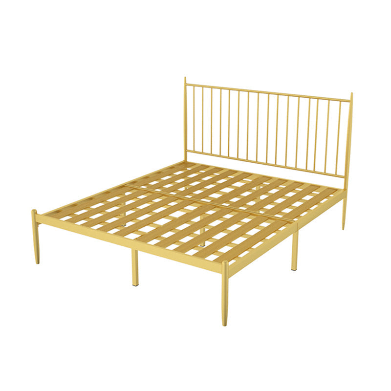 Glam Solid Color Open-Frame Bed Metal Open-Frame Bed with Headboard