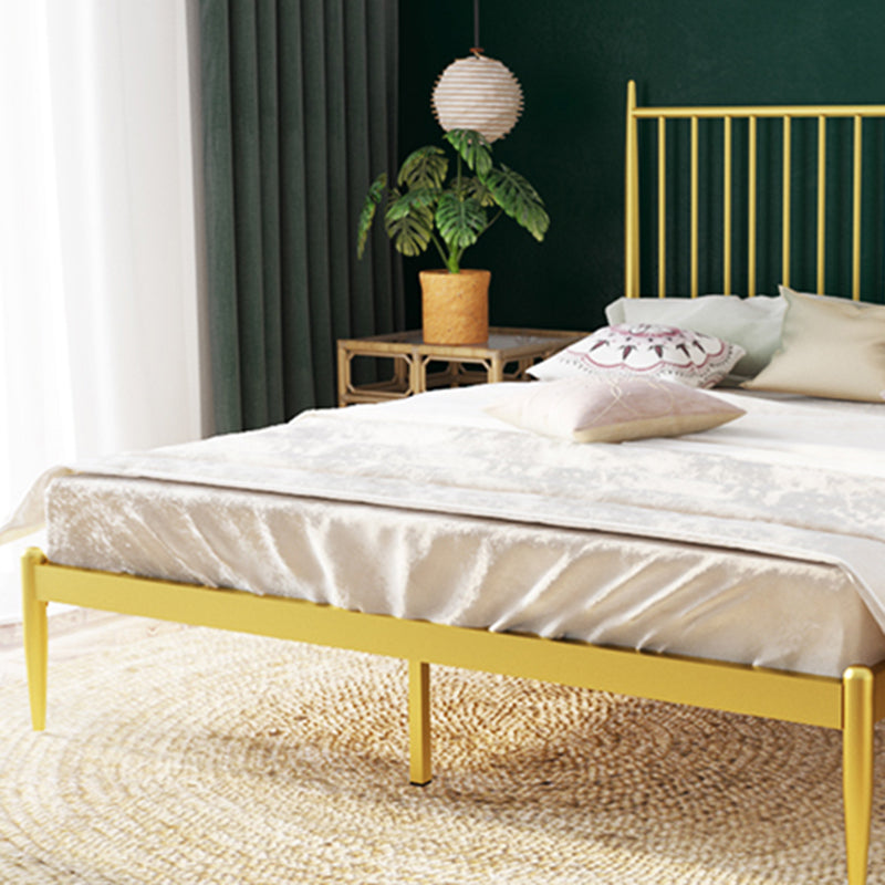 Glam Solid Color Open-Frame Bed Metal Open-Frame Bed with Headboard