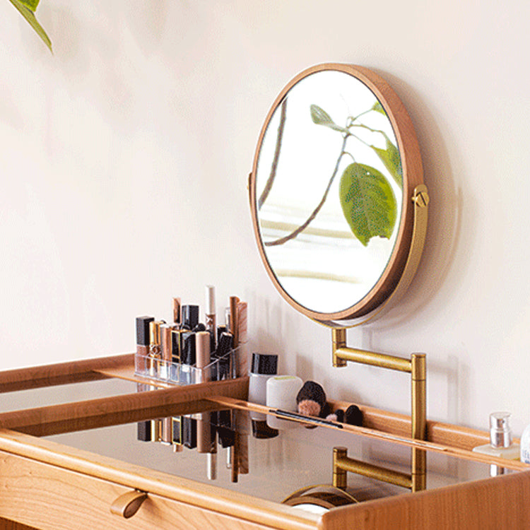 Skandinavische Schubladen Schminktisch Massivholz Kommode Spiegelte Waschtisch -Set