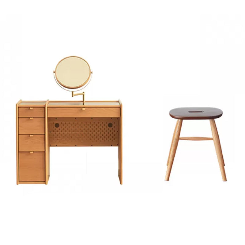 Skandinavische Schubladen Schminktisch Massivholz Kommode Spiegelte Waschtisch -Set