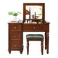 Magno de tocador de maquillaje de madera sólida tradicional tocador de tocador de dormitorio con cajón