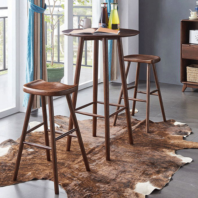 Modern Style Bar Table Set 1/2/3 Pieces Round Solid Wood Bar table with Backless Stools Clearhalo 'Bar Furniture' 'furn' 'furn_home_bar_bar_sets' 'Furniture' 'Home Bars & Bar Sets' 'home_bar_bar_sets' 'Kitchen & Dining Furniture' 7348713