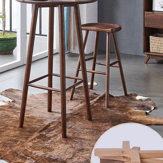 Modern Style Bar Table Set 1/2/3 Pieces Round Solid Wood Bar table with Backless Stools